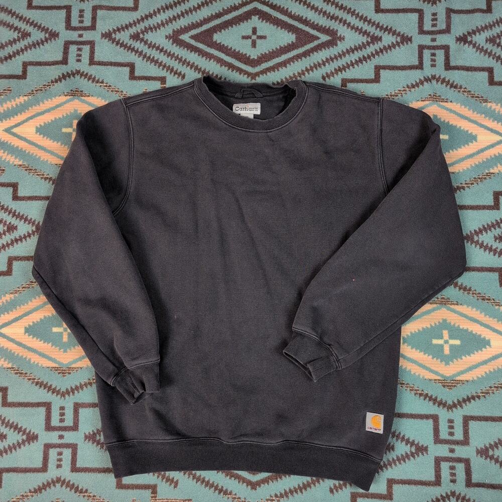 Vintage Carhartt Sweatshirt Mens Large Black Y2K Skater Workwear Embroidered